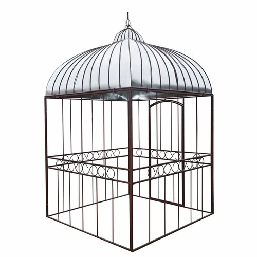 Casa Padrino Jugendstil Garten Vogelhaus Rost / Silber 200 x H. 300 cm - Nostalgische Vogelh�user