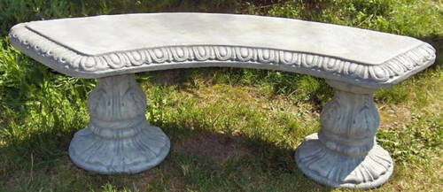 Casa Padrino Jugendstil Stein Gartenbank Grau 156 x 46 x H. 48 cm - Gebogene Garten Sitzbank mit Verzierungen - Stein Garten Bank - Barock & Jugendstil Garten M�bel