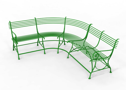 Casa Padrino Jugendstil Gartenbank 250 x 210 x H. 90 cm - Verschiedene Farben - Gebogene Schmiedeeisen Bank mit Pferdehuf F��en - Jugendstil Schmiedeeisen Garten & Terrassen M�bel