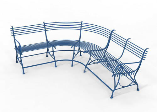 Casa Padrino Jugendstil Gartenbank 250 x 210 x H. 90 cm - Verschiedene Farben - Gebogene Schmiedeeisen Bank mit Pferdehuf F��en - Jugendstil Schmiedeeisen Garten & Terrassen M�bel 