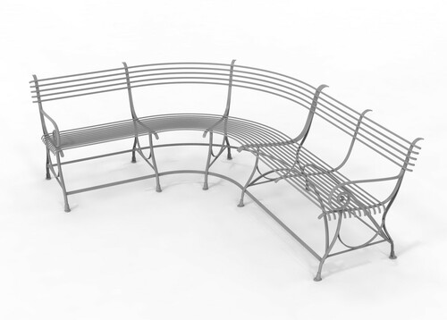 Casa Padrino Jugendstil Gartenbank 250 x 210 x H. 90 cm - Verschiedene Farben - Gebogene Schmiedeeisen Bank mit Pferdehuf F��en - Jugendstil Schmiedeeisen Garten & Terrassen M�bel 