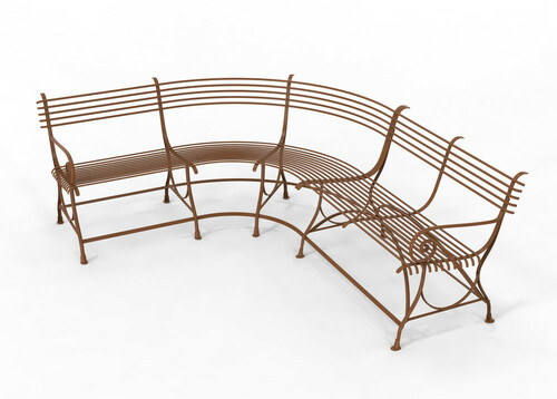 Casa Padrino Jugendstil Gartenbank 250 x 210 x H. 90 cm - Verschiedene Farben - Gebogene Schmiedeeisen Bank mit Pferdehuf F��en - Jugendstil Schmiedeeisen Garten & Terrassen M�bel 