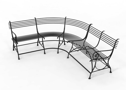 Casa Padrino Jugendstil Gartenbank 250 x 210 x H. 90 cm - Verschiedene Farben - Gebogene Schmiedeeisen Bank mit Pferdehuf F��en - Jugendstil Schmiedeeisen Garten & Terrassen M�bel 