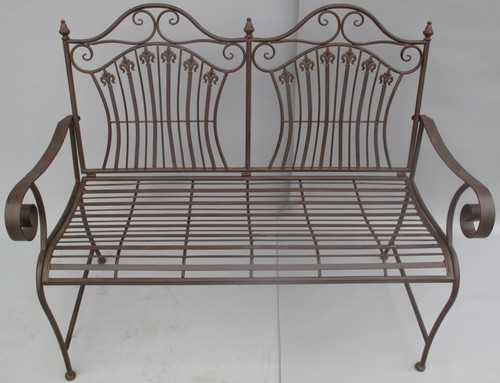 Casa Padrino Jugendstil Gartenbank Rustikal Braun 120 x 58 x H. 97 cm - Nostalgische Sitzbank - Garten & Terrassen M�bel