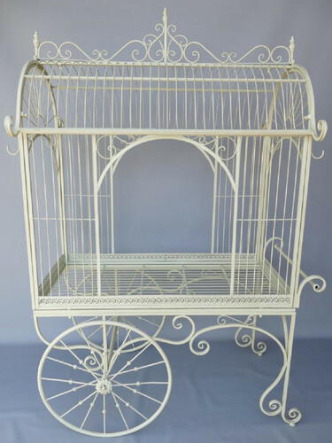 Casa Padrino Jugendstil Blumenwagen Wei� 140 x 95 x H. 210 cm - Nostalgischer Pflanzenwagen - Rustikale Garten & Terrassen Deko Accessoires