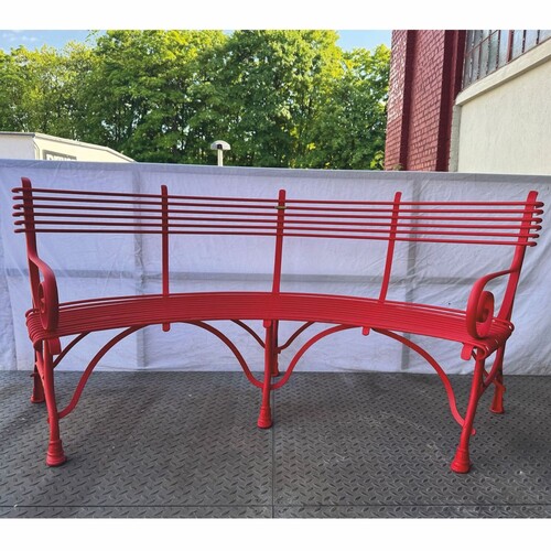 Casa Padrino Jugendstil Gartenbank Rot 200 cm - Barock & Jugendstil Garten M�bel