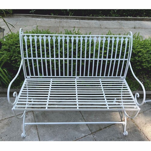 Casa Padrino Jugendstil Gartenbank Wei� 103,5 cm - Barock & Jugendstil Garten M�bel