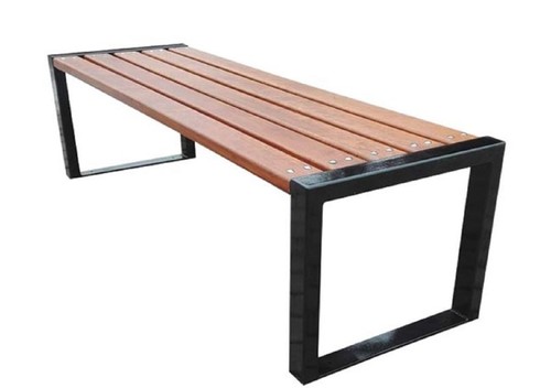 Casa Padrino Luxus Gartenbank Braun / Schwarz 150 x 47 x H. 45 cm - Moderne Sitzbank ohne Lehne