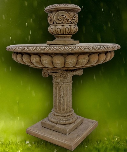 Casa Padrino Barock Gartenbrunnen Dunkelgrau  114 x H. 137 cm - Prunkvoller runder Springbrunnen mit Blumentopf