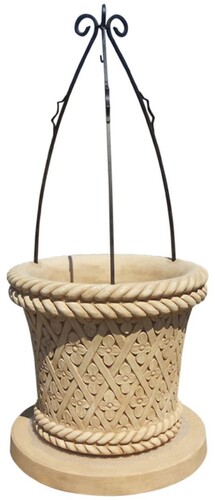 Casa Padrino Jugendstil Gartenbrunnen Beige / Schwarz  80 x H. 170 cm