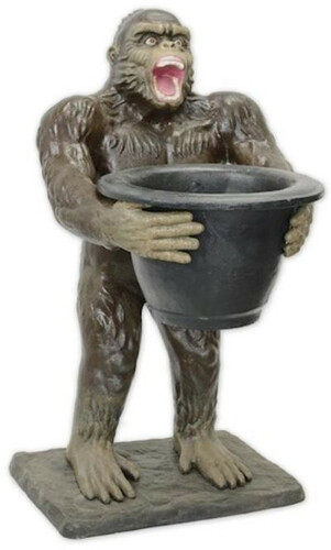 Casa Padrino Luxus Gartendeko Gusseisen Figur Affe mit Blumentopf Mehrfarbig H. 92 cm - Garten & Terrassen Deko Skulptur - Garten & Terrassen Deko Accessoires