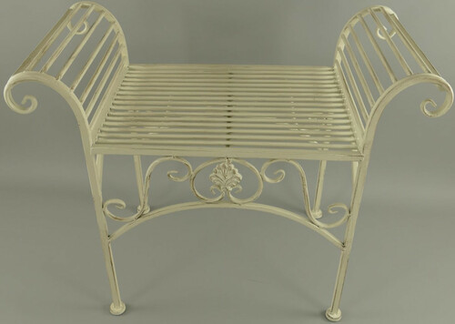 Casa Padrino Jugendstil Gartenhocker Antik Cremefarben 68 x 34 x H. 55 cm - Metall Hocker - Garten & Terrassen M�bel