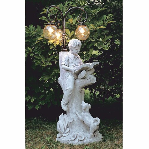 Casa Padrino Jugendstil Gartenlaterne Grau / Schwarz / Bernstein H. 181 cm - Jugendstil Au�enstehleuchte - Jugendstil Au�enbeleuchtung - Made in Italy