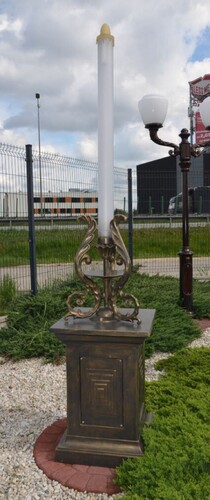 Casa Padrino Barock Gartenleuchte Antik Bronze / Wei� H. 219,5 cm - Barockstil Au�enstehleuchte