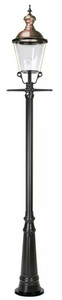 Casa Padrino Jugendstil Gartenlaterne Schwarz / Kupfer 49 x 37 x H. 295 cm - Pulverbeschichtete Aluminium Garten Stehleuchte - Nostalgische Beleuchtung - Nostalgische Leuchten