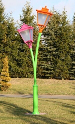 Casa Padrino Jugendstil Doppel Gartenlaterne Gr�n / Rosa / Orange - Au�enbeleuchtung