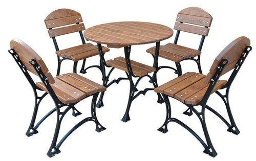 Casa Padrino Jugendstil Gartenm�bel Set Braun / Schwarz - 1 Gartentisch & 4 Gartenst�hle - Gastronomie Garten Terrassen M�bel