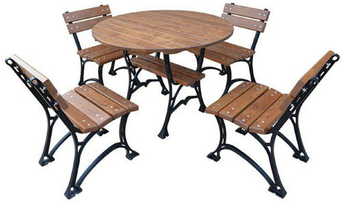 Casa Padrino Jugendstil Gartenm�bel Set Braun / Schwarz - 1 Gartentisch & 4 Gartenst�hle - Garten M�bel - Terrassen M�bel - Gastronomie M�bel