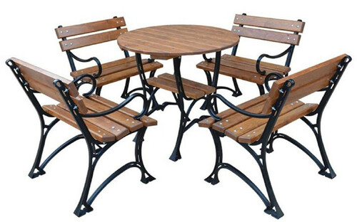 Casa Padrino Jugendstil Gartenm�bel Set Braun / Schwarz - 1 Gartentisch & 4 Gartenst�hle mit Armlehnen - Gastronomie Garten Terrassen M�bel