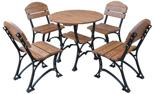 Casa Padrino Jugendstil Gartenm�bel Set Braun / Schwarz - 1 Gartentisch & 4 Gartenst�hle - Garten Terrassen Gastronomie M�bel