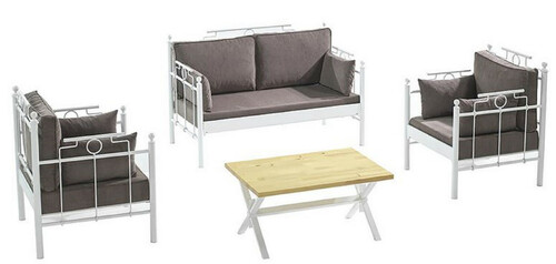 Casa Padrino Jugendstil Gartenm�bel Set Grau / Wei� - 1 Sofa & 2 Sessel & 1 Tisch - Jugendstil Garten & Terrassen M�bel