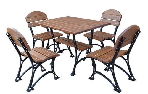 Casa Padrino Jugendstil Gartenm�bel Set Tisch & 4 St�hle Braun / Schwarz 100 cm - Luxus Qualit�t