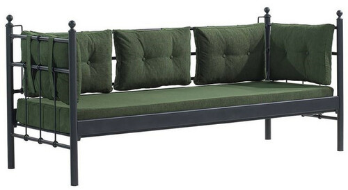 Casa Padrino Jugendstil Gartensofa Schwarz / Dunkelgr�n 200 x 70 x H. 92 cm - Garten Sofa - Terrassen Sofa - Garten & Terrassen M�bel
