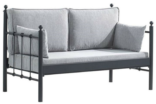 Casa Padrino Jugendstil Gartensofa Schwarz / Hellgrau 140 x 70 x H. 92 cm - Garten Sofa - Terrassen Sofa - Jugendstil Garten & Terrassen M�bel