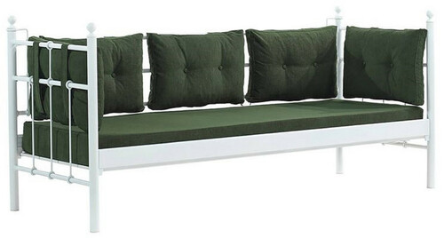 Casa Padrino Jugendstil Gartensofa Wei� / Dunkelgr�n 200 x 70 x H. 92 cm - Garten Sofa - Terrassen Sofa - Garten & Terrassen M�bel