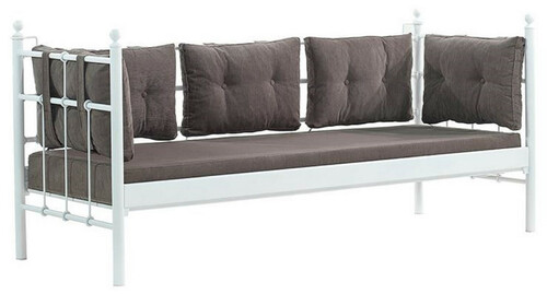 Casa Padrino Jugendstil Gartensofa Wei� / Dunkelgrau 200 x 70 x H. 92 cm - Garten Sofa - Terrassen Sofa - Garten & Terrassen M�bel