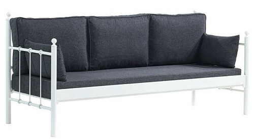 Casa Padrino Jugendstil Gartensofa Wei� / Dunkelgrau 200 x 70 x H. 92 cm - Garten Sofa - Terrassen Sofa - Jugendstil Garten & Terrassen M�bel