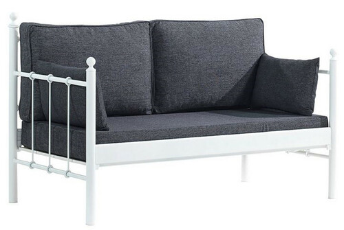 Casa Padrino Jugendstil Gartensofa Wei� / Dunkelgrau 140 x 70 x H. 92 cm - Garten Sofa - Terrassen Sofa - Jugendstil Garten & Terrassen M�bel