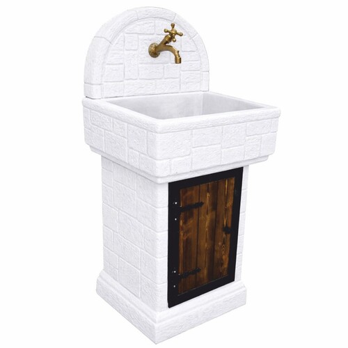 Casa Padrino Jugendstil Gartensp�le Wei� H. 120 cm - Garten Accessoires