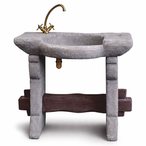 Casa Padrino Jugendstil Gartensp�le Grau / Braun H. 84 cm - Garten Accessoires