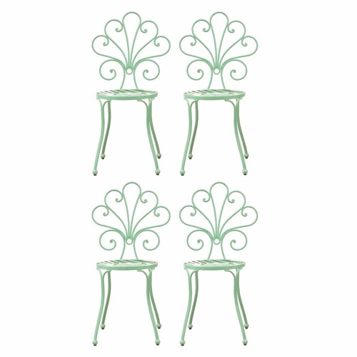 Casa Padrino Jugendstil Gartenstuhl 4er Set Mintgr�n H. 91 cm - Garten M�bel