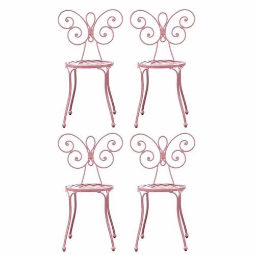 Casa Padrino Jugendstil Gartenstuhl 4er Set Rosa H. 85 cm - Garten M�bel