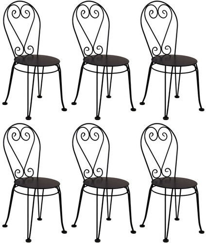 Casa Padrino Jugendstil Gartenstuhl 6er Set Schwarz 40 x 40 x H. 92 cm - Elegante Schmiedeeisen St�hle - Nostalgische Garten & Gastronomie M�bel