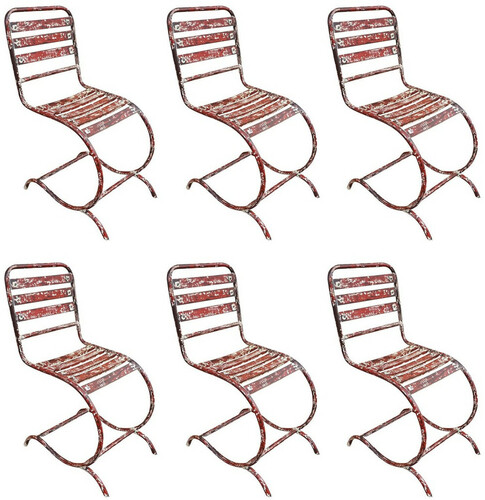 Casa Padrino Jugendstil Gartenstuhl Set Antik Rot 40 x 45 x H. 92 cm - Handgefertigte Schmiedeeisen St�hle - Nostalgische Garten M�bel