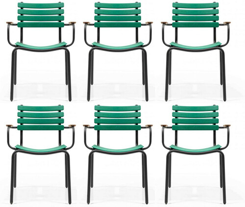 Casa Padrino Luxus Gartenstuhl Set Gr�n / Braun / Schwarz 50 x 45 x H. 79 cm - Moderne Gartenst�hle mit Armlehnen - Garten & Gastronomie M�bel