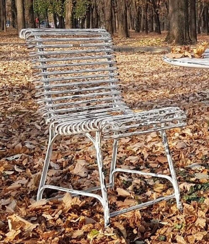 Casa Padrino Jugendstil Garten Stuhl Antik Wei� 44 x 50 cm - Handgefertigter Schmiedeeisen Stuhl - Nostalgische Schmiedeeisen Garten & Terrassen M�bel