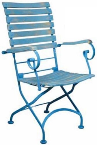 Casa Padrino Jugendstil Gartenstuhl mit Armlehnen Antik Hellblau H. 95 cm - Jugendstil Garten M�bel