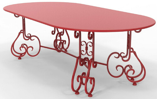 Casa Padrino Jugendstil Gartentisch 245 x 120 x H. 73,5 cm - Verschiedene Farben - Ovaler Schmiedeeisen Garten & Terrassen Tisch - Jugendstil Schmiedeeisen Garten & Terrassen M�bel 