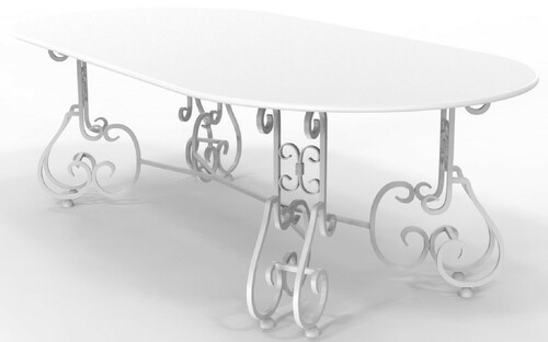 Casa Padrino Jugendstil Gartentisch 245 x 120 x H. 73,5 cm - Verschiedene Farben - Ovaler Schmiedeeisen Garten & Terrassen Tisch - Jugendstil Schmiedeeisen Garten & Terrassen M�bel 