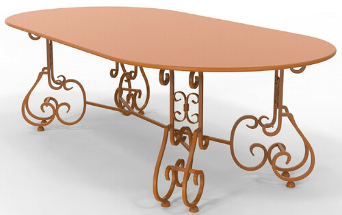 Casa Padrino Jugendstil Gartentisch 245 x 120 x H. 73,5 cm - Verschiedene Farben - Ovaler Schmiedeeisen Garten & Terrassen Tisch - Jugendstil Schmiedeeisen Garten & Terrassen M�bel 