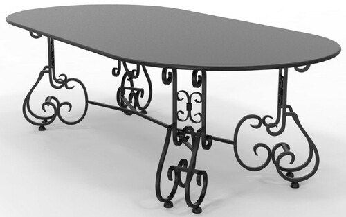 Casa Padrino Jugendstil Gartentisch 245 x 120 x H. 73,5 cm - Verschiedene Farben - Ovaler Schmiedeeisen Garten & Terrassen Tisch - Jugendstil Schmiedeeisen Garten & Terrassen M�bel 