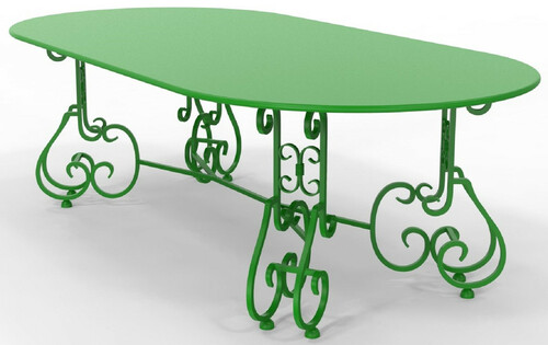 Casa Padrino Jugendstil Gartentisch 245 x 120 x H. 73,5 cm - Verschiedene Farben - Ovaler Schmiedeeisen Garten & Terrassen Tisch - Jugendstil Schmiedeeisen Garten & Terrassen M�bel