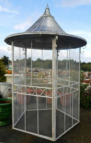 Casa Padrino Jugendstil Garten Vogelhaus Grau / Silber  160 x H. 300 cm - Nostalgische Garten M�bel