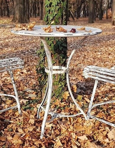 Casa Padrino Jugendstil Gartentisch Antik Wei�  60 x H. 70 cm - Handgefertigter Schmiedeeisen Tisch - Nostalgische Schmiedeeisen Garten & Terrassen M�bel