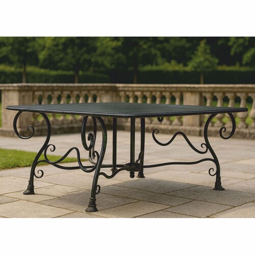 Casa Padrino Jugendstil Gartentisch Schwarz 120 cm - Nostalgische Garten M�bel