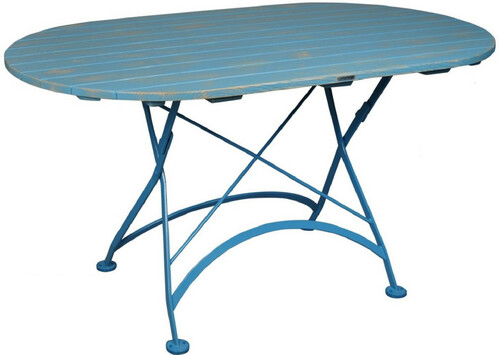 Casa Padrino Jugendstil Gartentisch Hellblau - Verschiedene Gr��en - Ovaler klappbarer Garten Esstisch - Garten & Terrassen M�bel